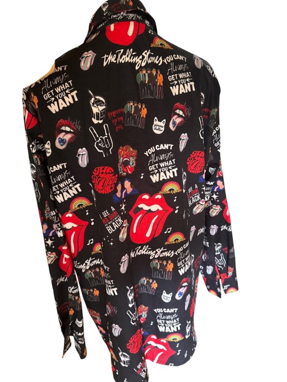 The Rolling Stones Multicolor Graphic Long-Sleeve Button-Up Shirt Women’s Size L - Picture 5 of 6
